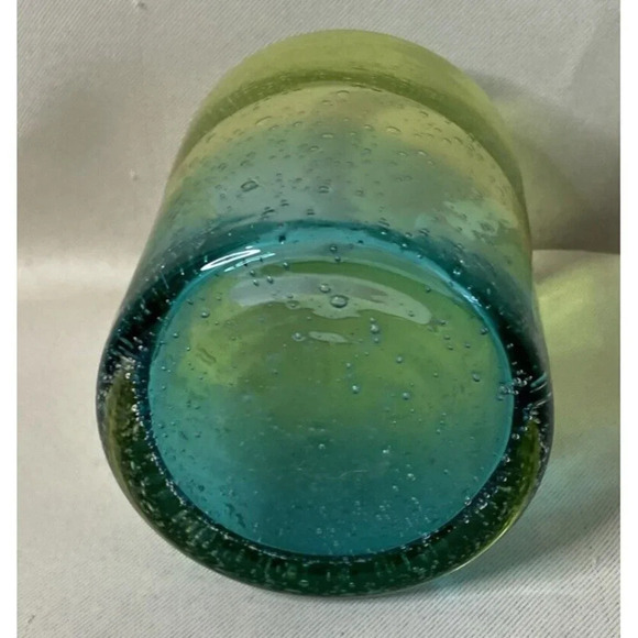 Pier 1 One‎ Circa Blue Green Bubble Glass Tumbler Highball Vase Boho 4.5 Inch - Picture 4 of 6